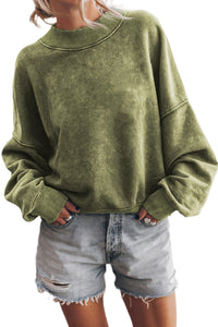 Crew Neck Acid Washed Sweatshirt- Green