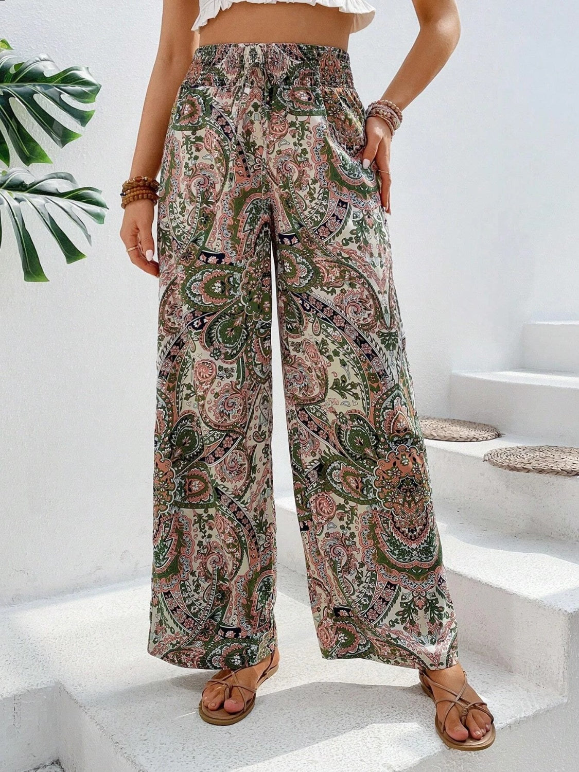 Savannah Boho Paisley Printed Wide Leg Pants