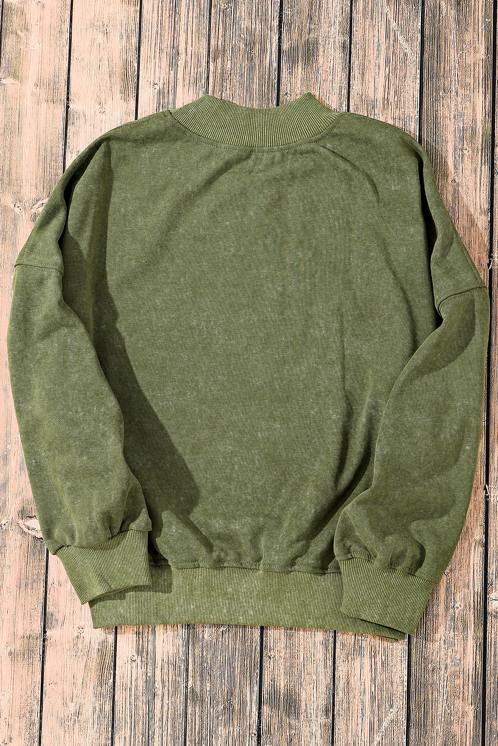 Crew Neck Acid Washed Sweatshirt- Green