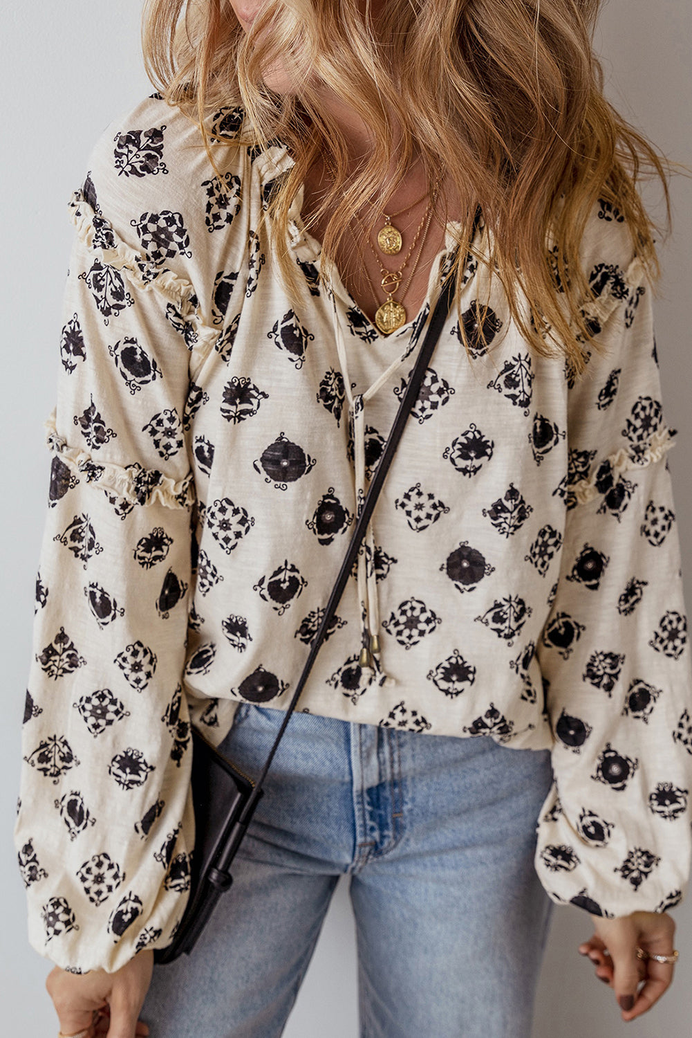 Boho Printed Blouse- White