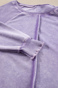 Waffle Knit Sweatshirt- Purple