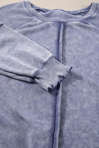 Waffle Knit Sweatshirt- Blue