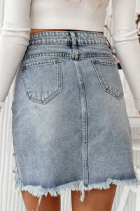 Valentines's Heart Distressed Denim Mini Skirt