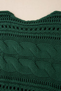 Cable Knit Crop Sweater- Green