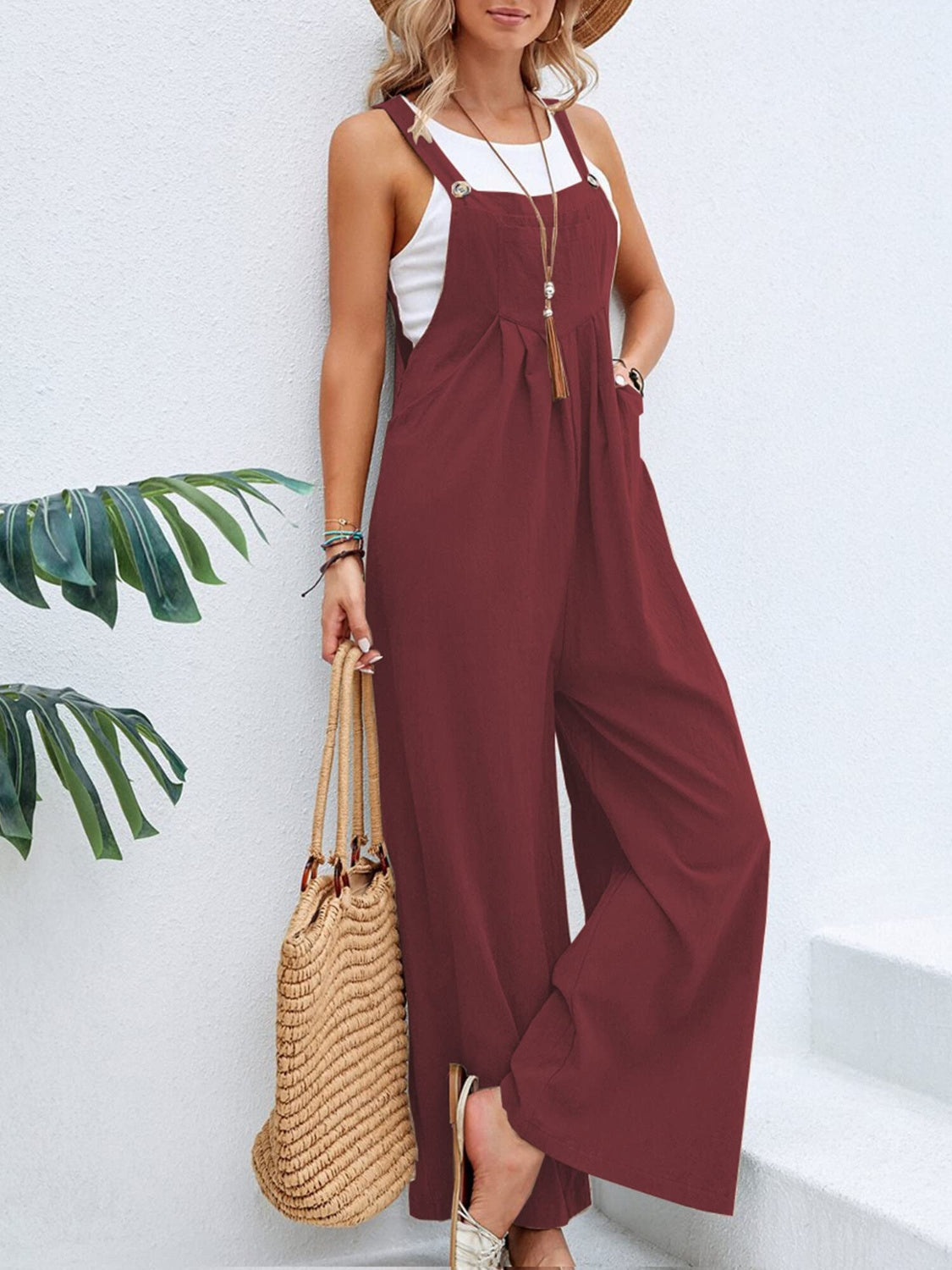 Wide Strap Pocket Overalls