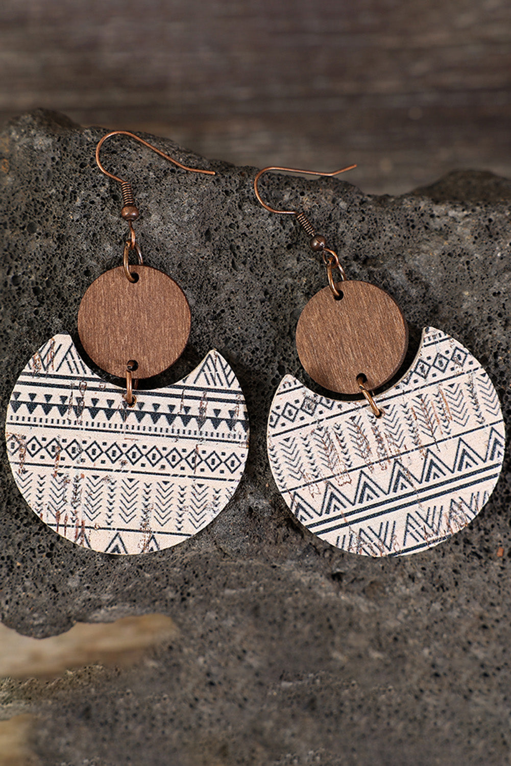 Geometric Drop Wood Earrings