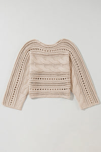 Cable Knit Crop Sweater- Cream