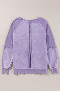 Waffle Knit Sweatshirt- Purple