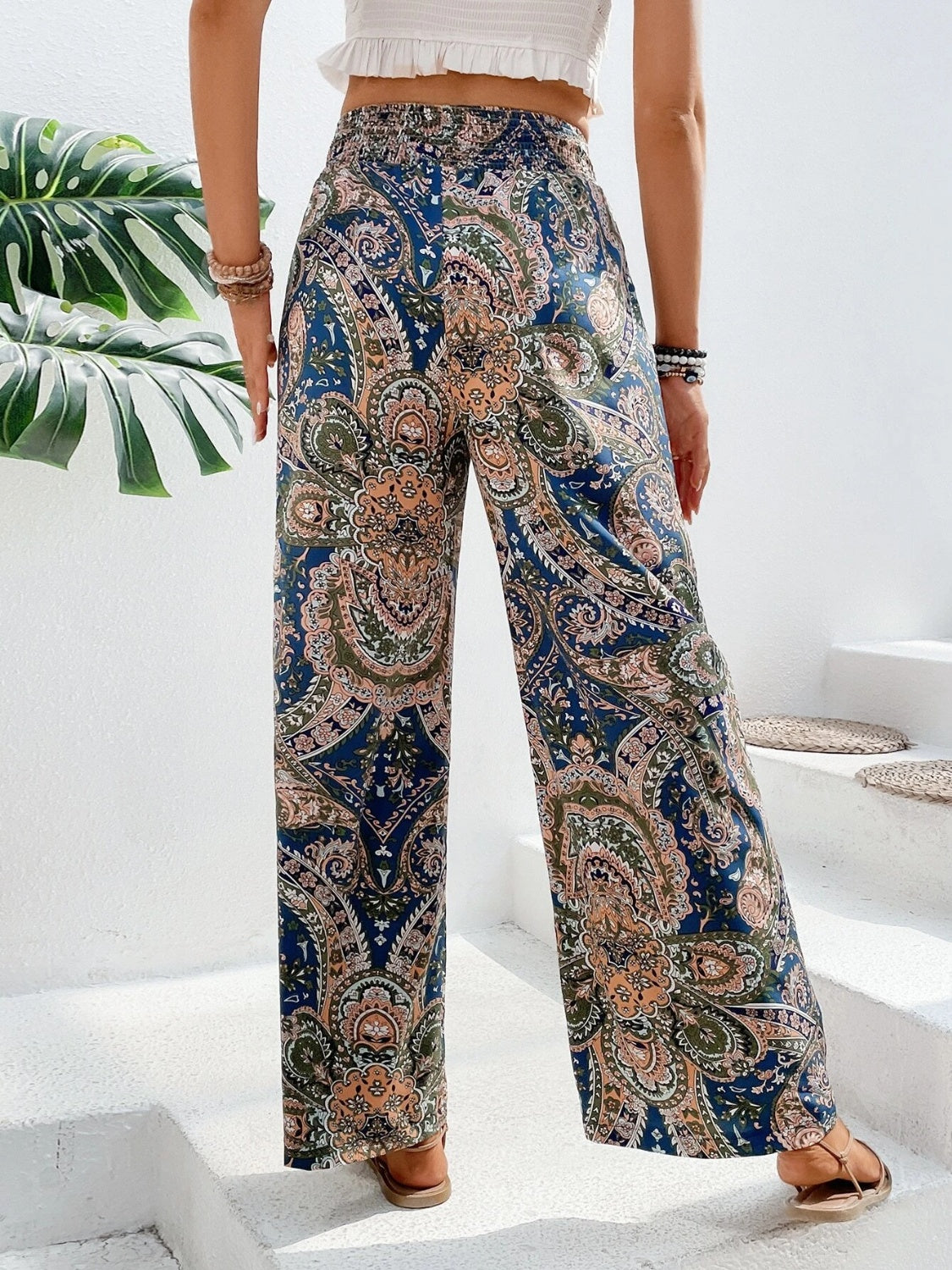 Savannah Boho Paisley Printed Wide Leg Pants