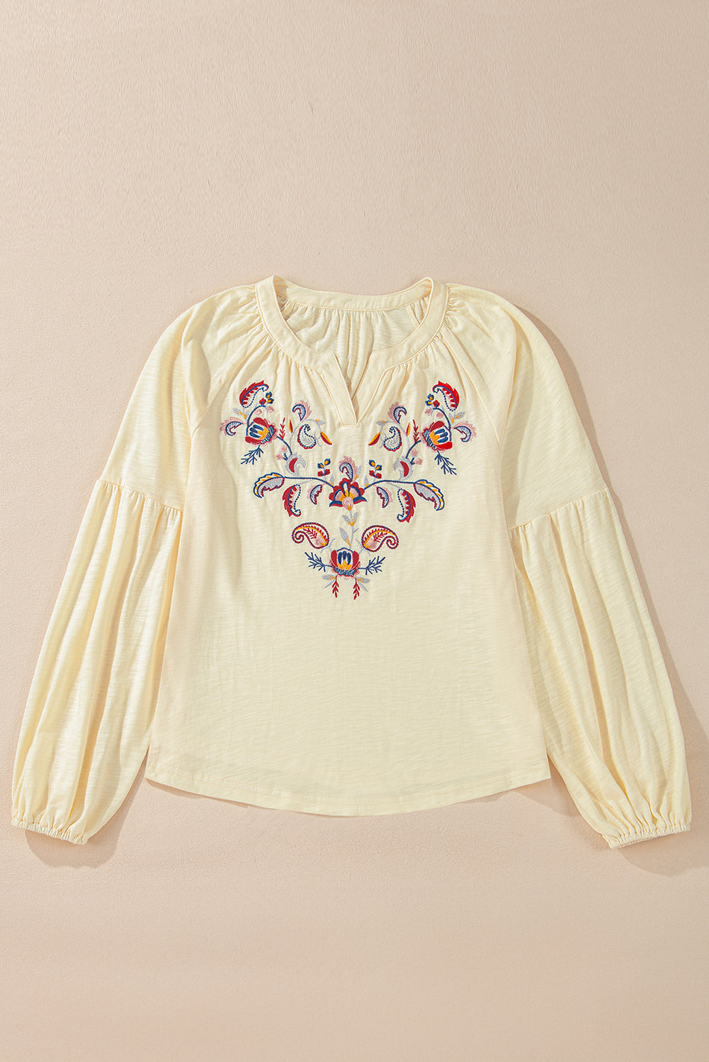 Paisley Embroidered V Neck Blouse