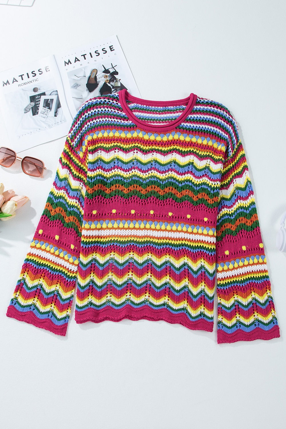 Rainbow Long Sleeve Knit Top