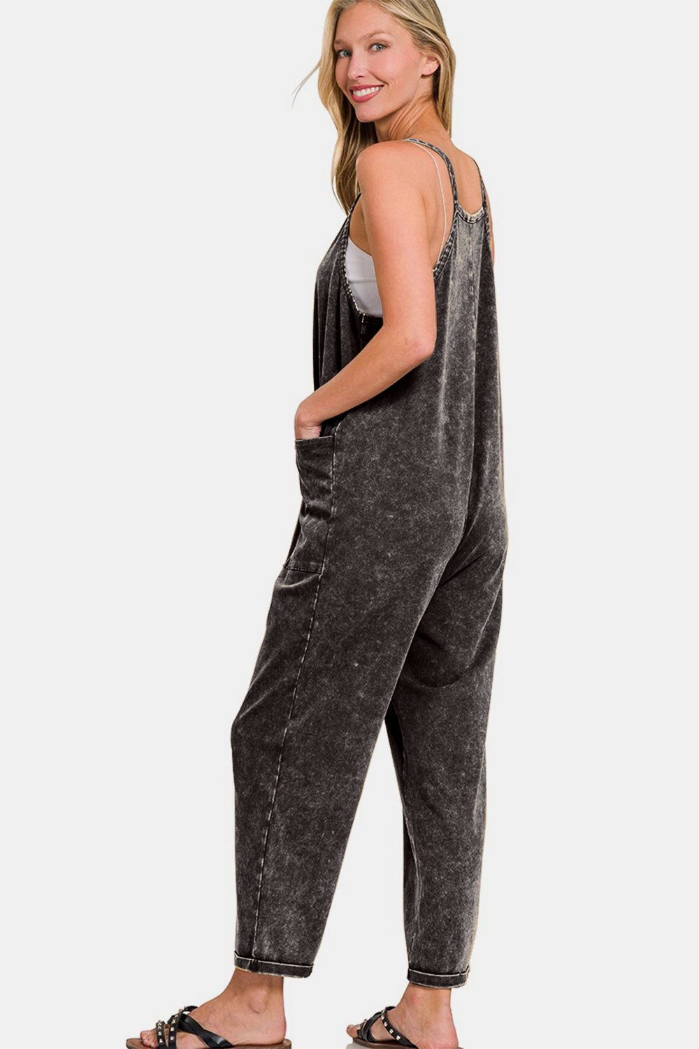 Acid washed jumpsuit- ash black