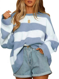 Oversized striped knit sweater