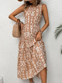 Printed Round Neck Sleeveless Dress