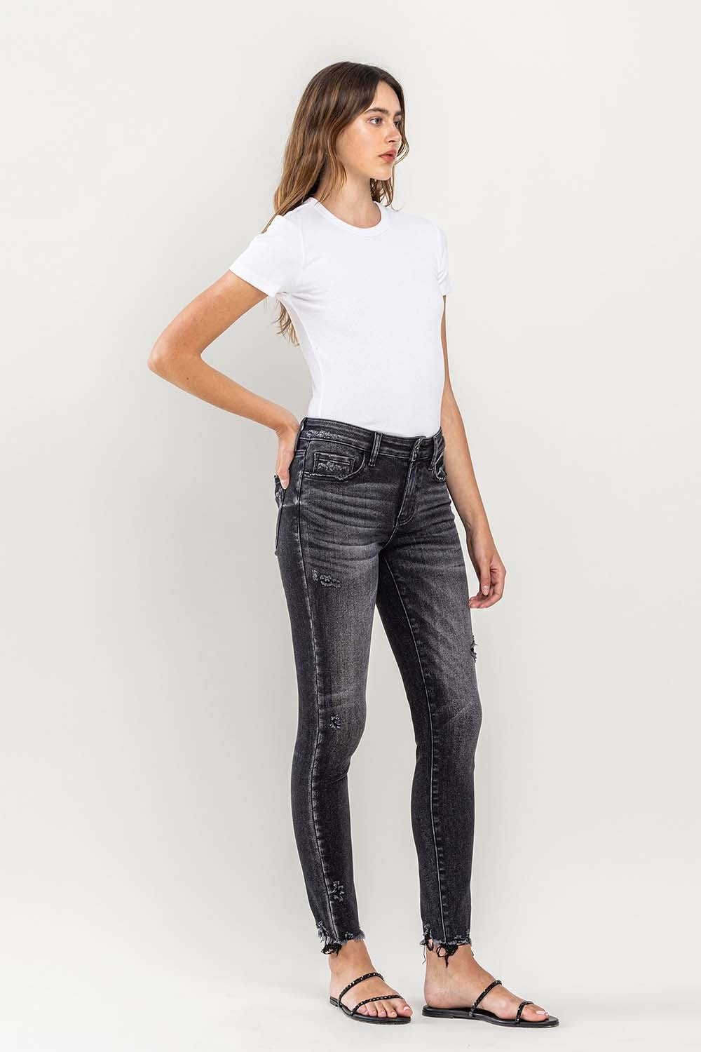 Kara Raw Hem Cropped Skinny Jeans