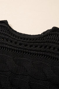 Cable Knit Crop Sweater- Black