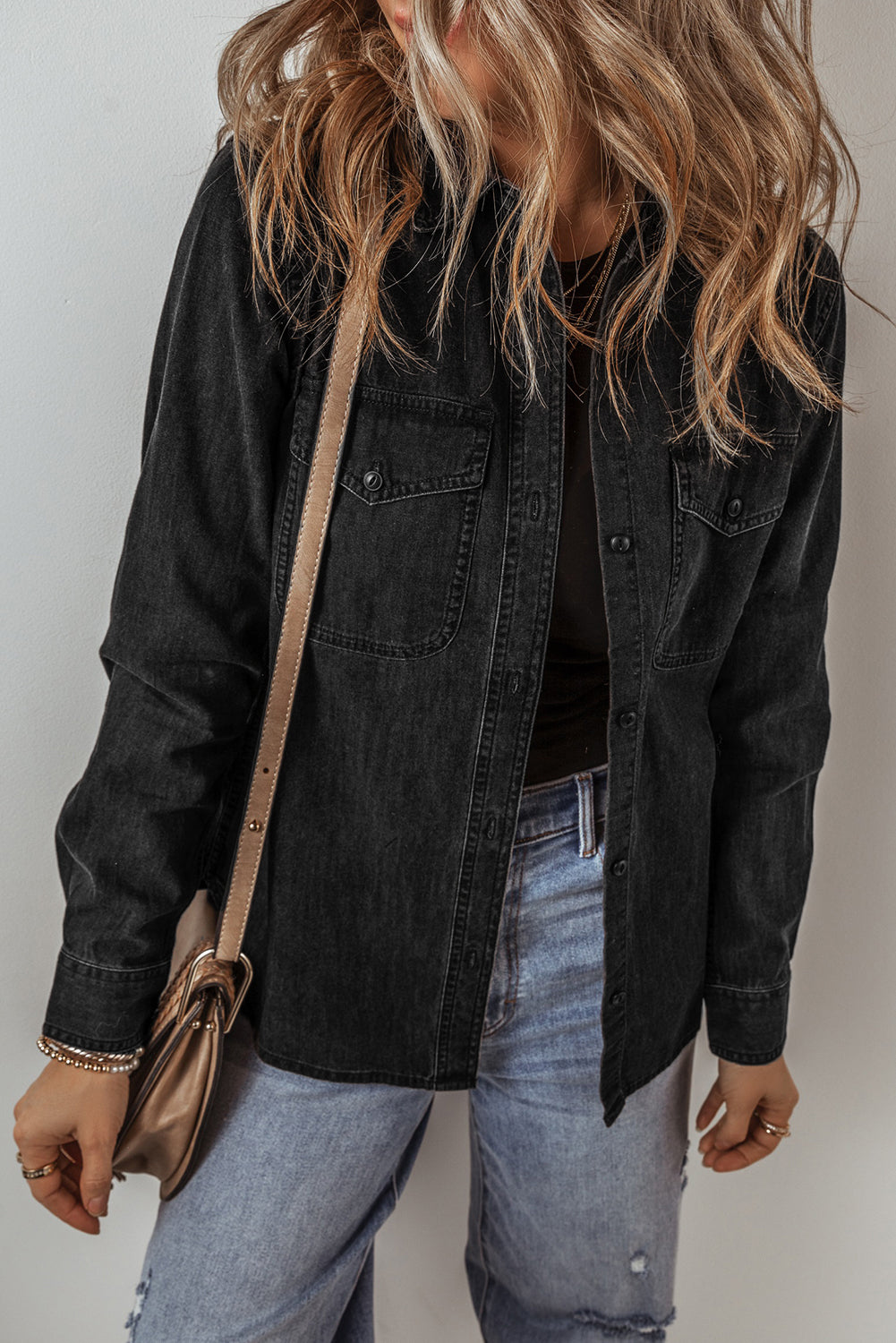 Black Collared Jean Jacket