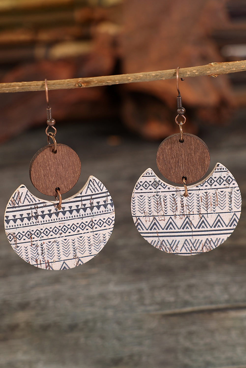 Geometric Drop Wood Earrings