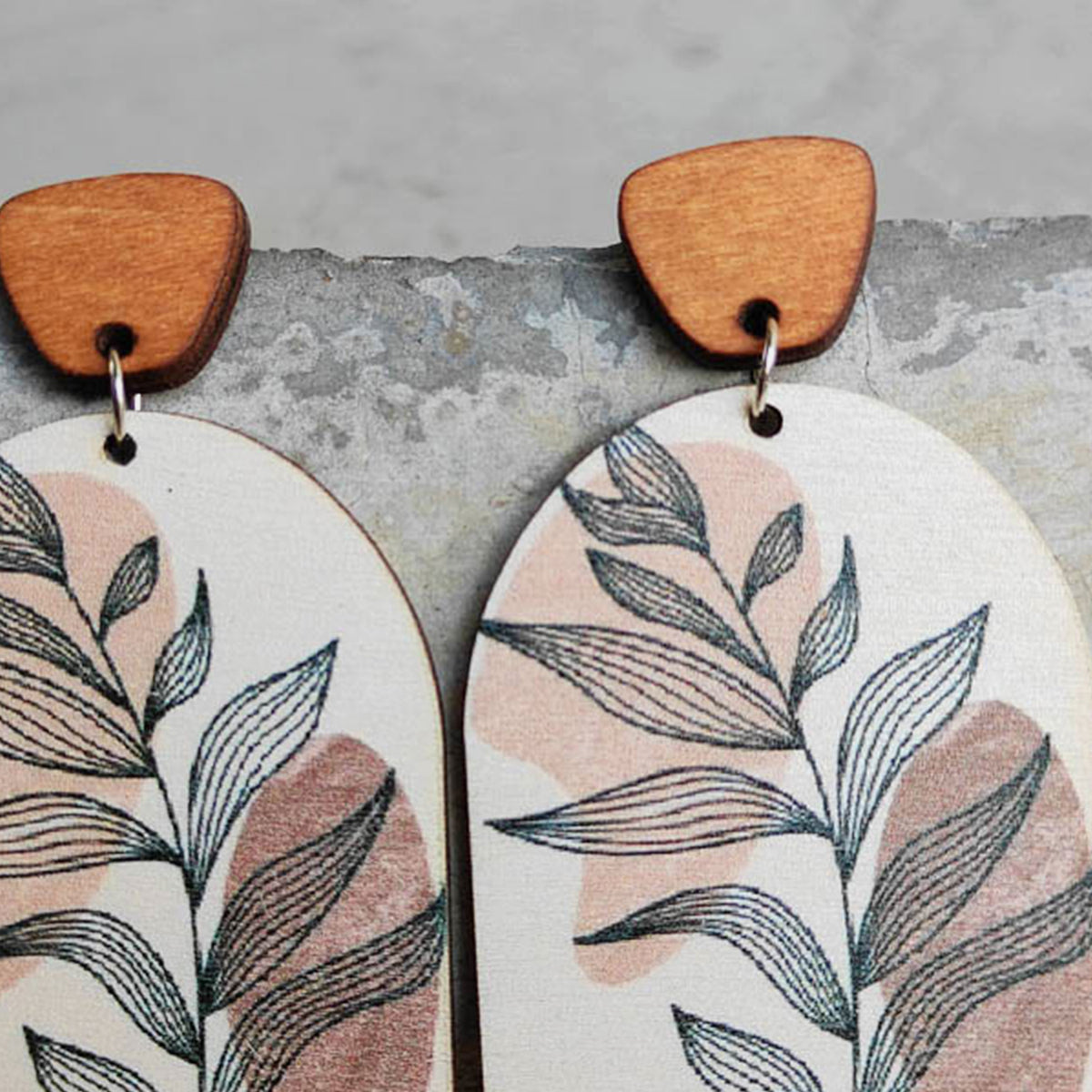 Floral Wooden Drop Earrings