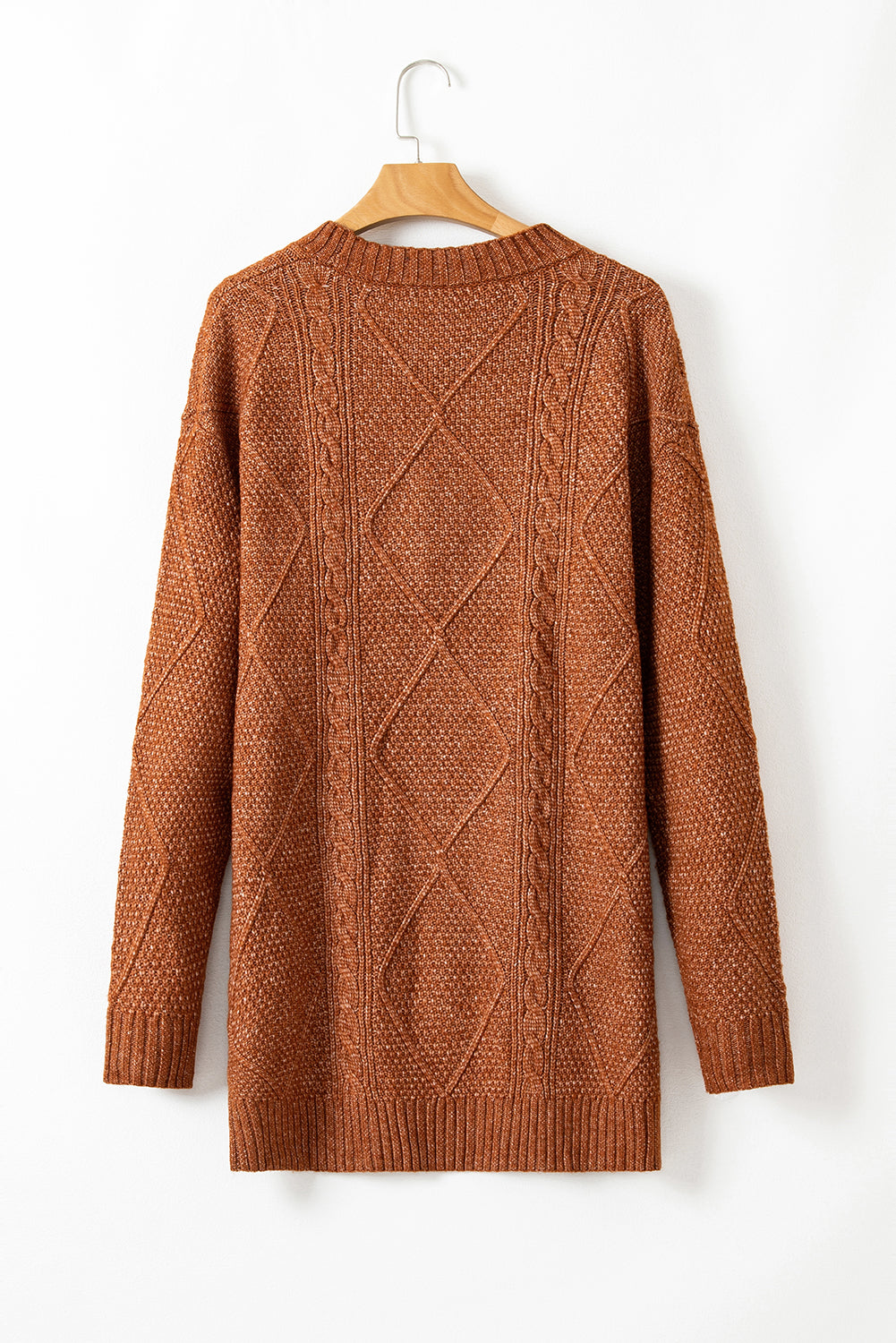 Cable Knit Mini Sweater Dress- Coffee