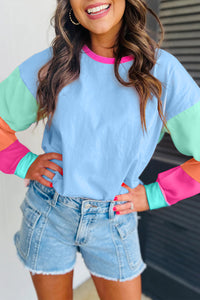 Colorblock Patchwork Long Sleeve Top