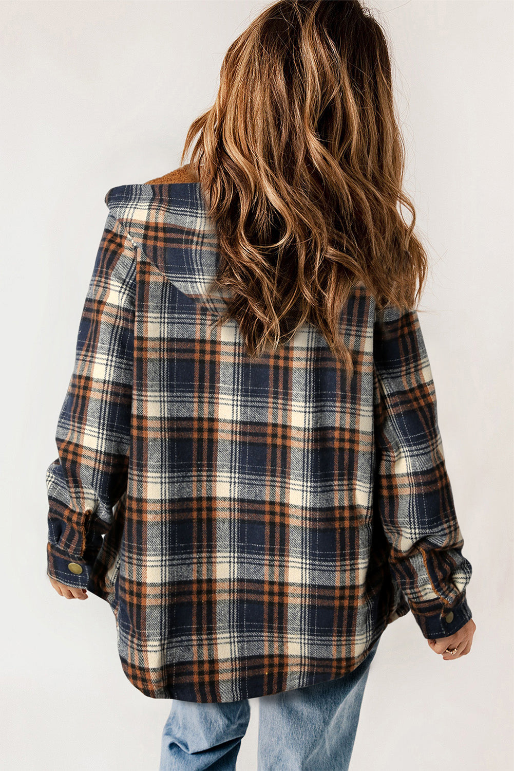 Plaid Sherpa Lined Hooded Shacket