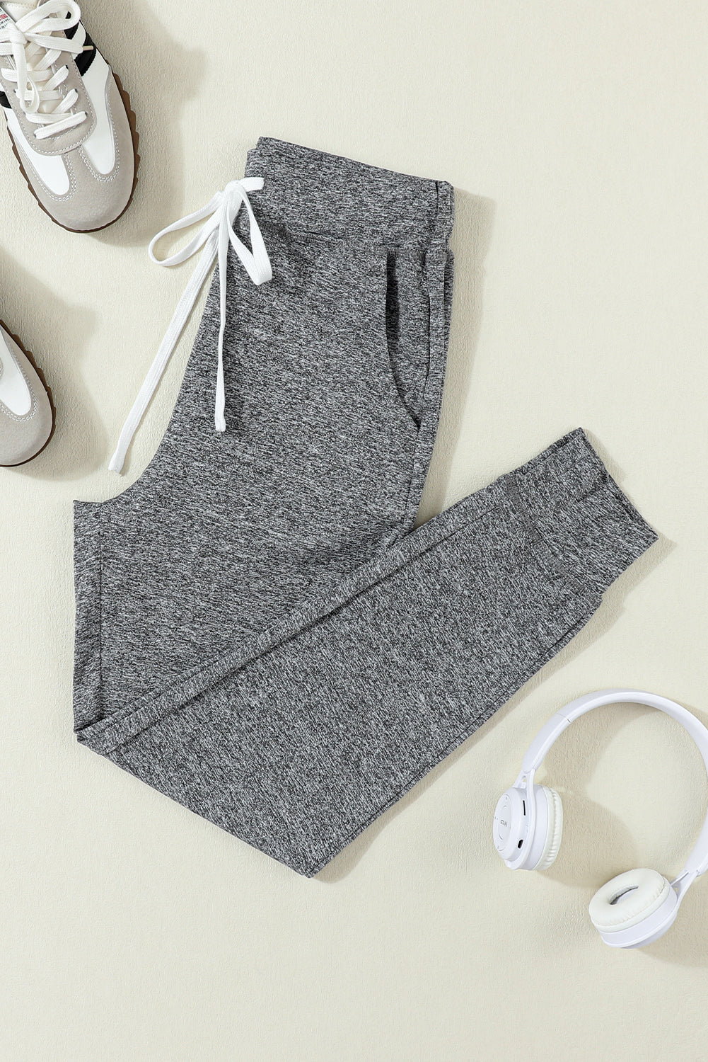 Drawstring Jogger Sweatpants- Heather Gray