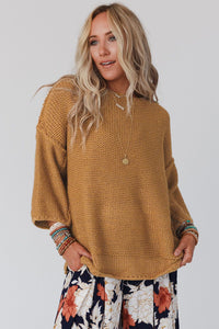 Round Neck Dropped Shoulder Sweater