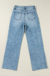 Maya Distressed Raw Hem Straight Jeans