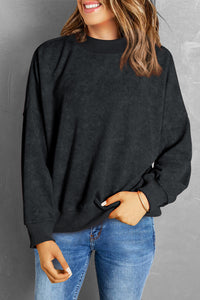 Crew Neck Acid Washed Sweatshirt- Black