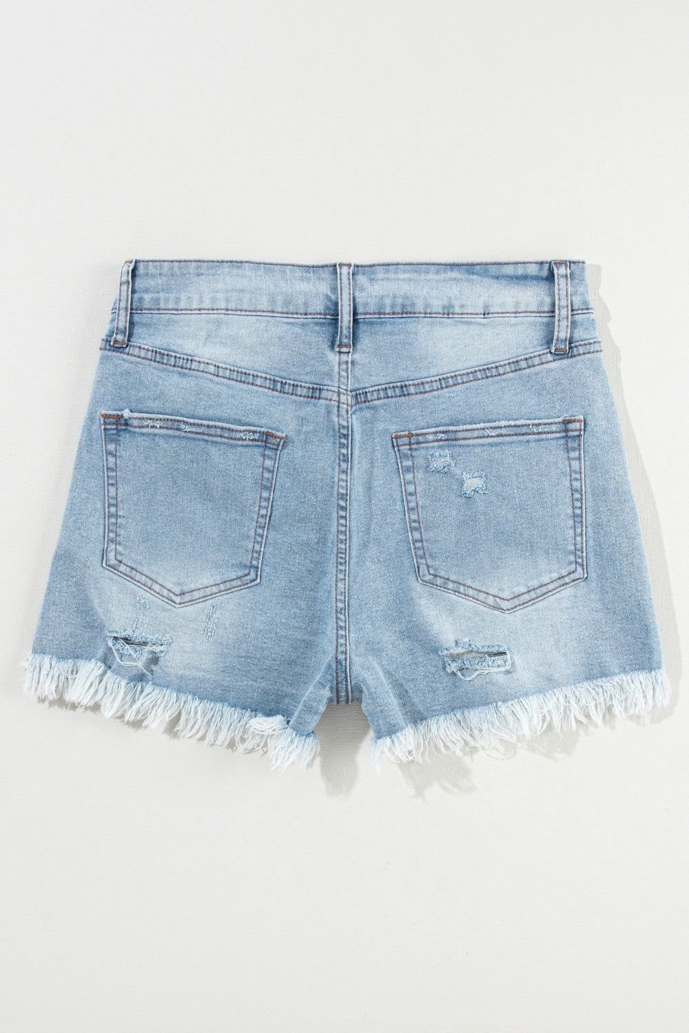 Distressed Light Denim Shorts