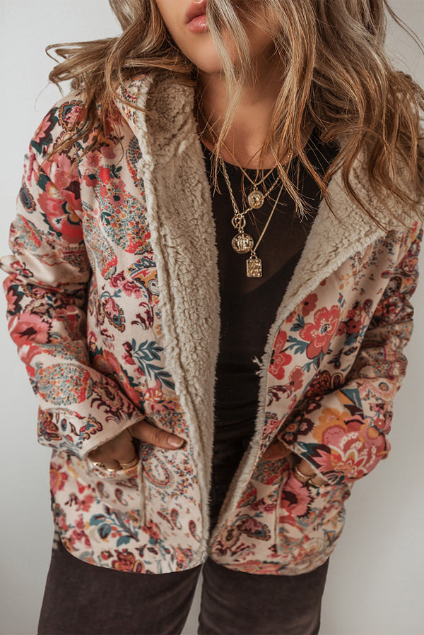 Paisley Sherpa Lined Hooded Jacket