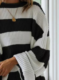 Oversized striped knit sweater