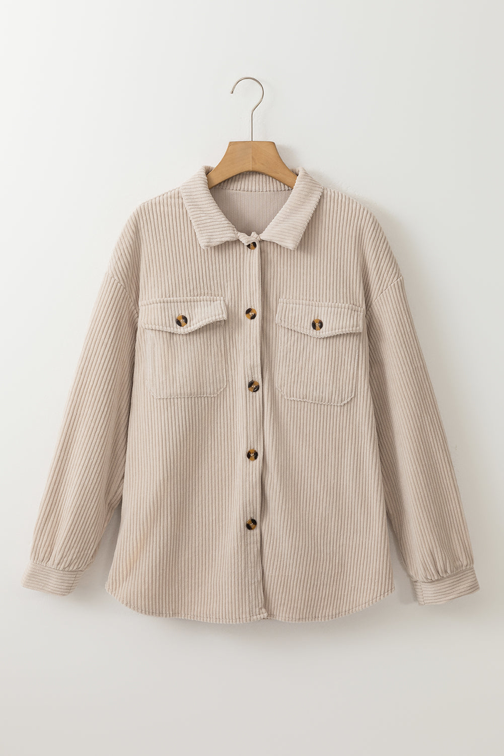 Corduroy Button Up Shacket- Khaki