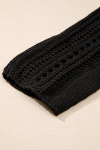 Cable Knit Crop Sweater- Black