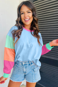 Colorblock Patchwork Long Sleeve Top