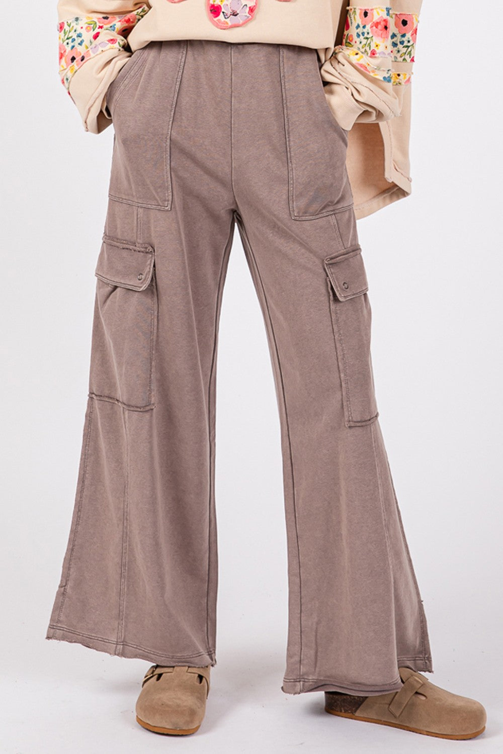 Teresa Knit Mineral Wash Wide Leg Pants