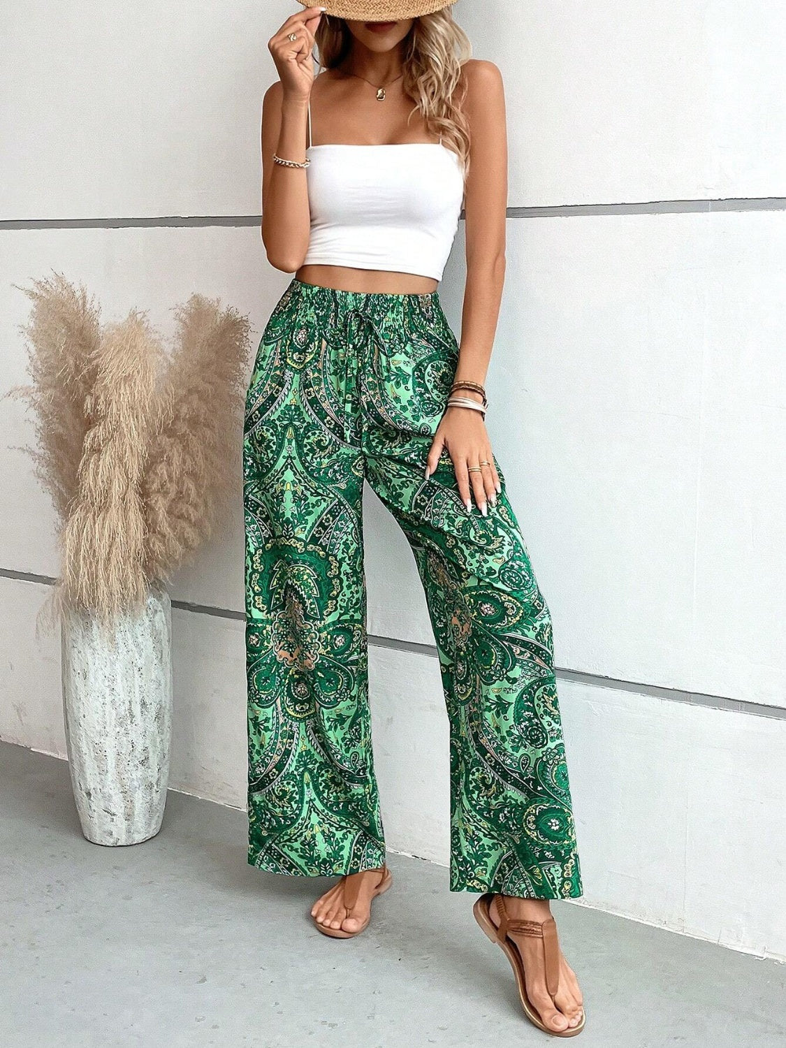 Savannah Boho Paisley Printed Wide Leg Pants