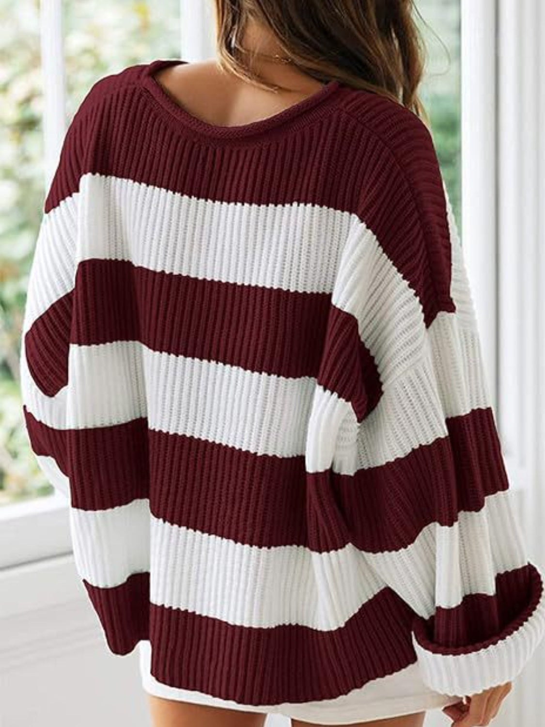 Oversized striped knit sweater