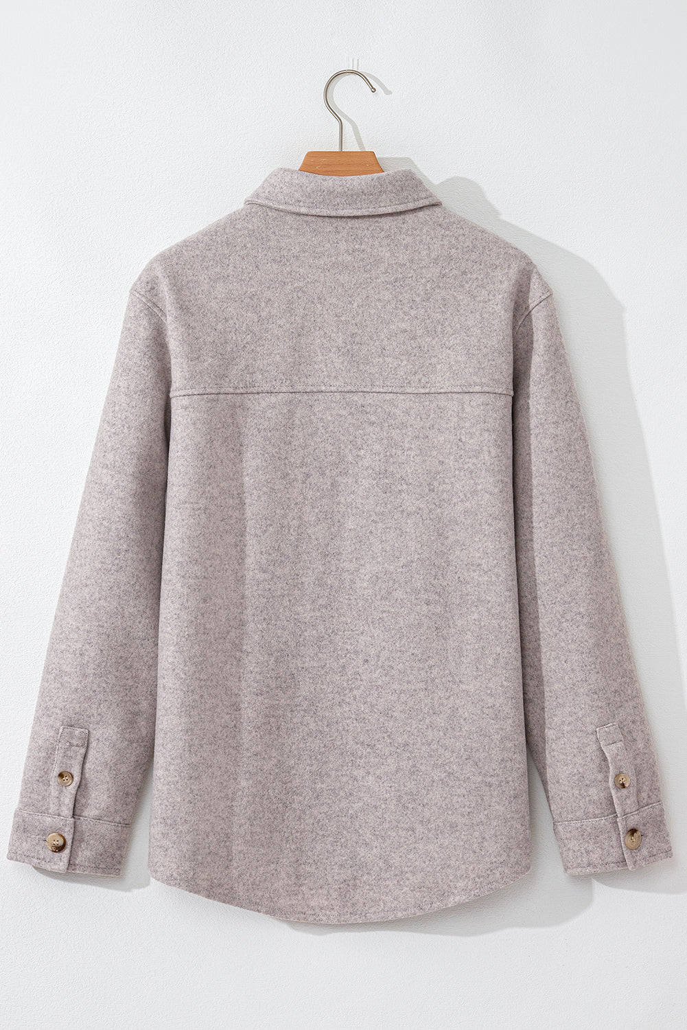 Felt Buttoned Down Shacket- Light Gray