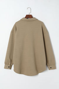 Textured Buttoned Down Shacket- Khaki