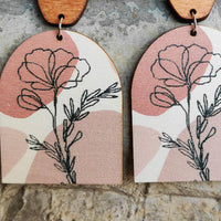 Floral Wooden Drop Earrings