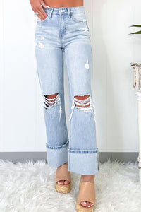 Brielle Light Wash Distressed Flare Jeans