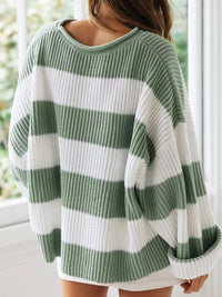 Oversized striped knit sweater