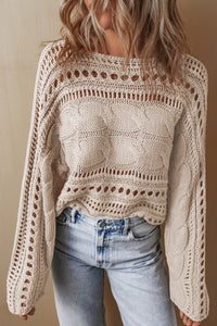 Cable Knit Crop Sweater- Cream