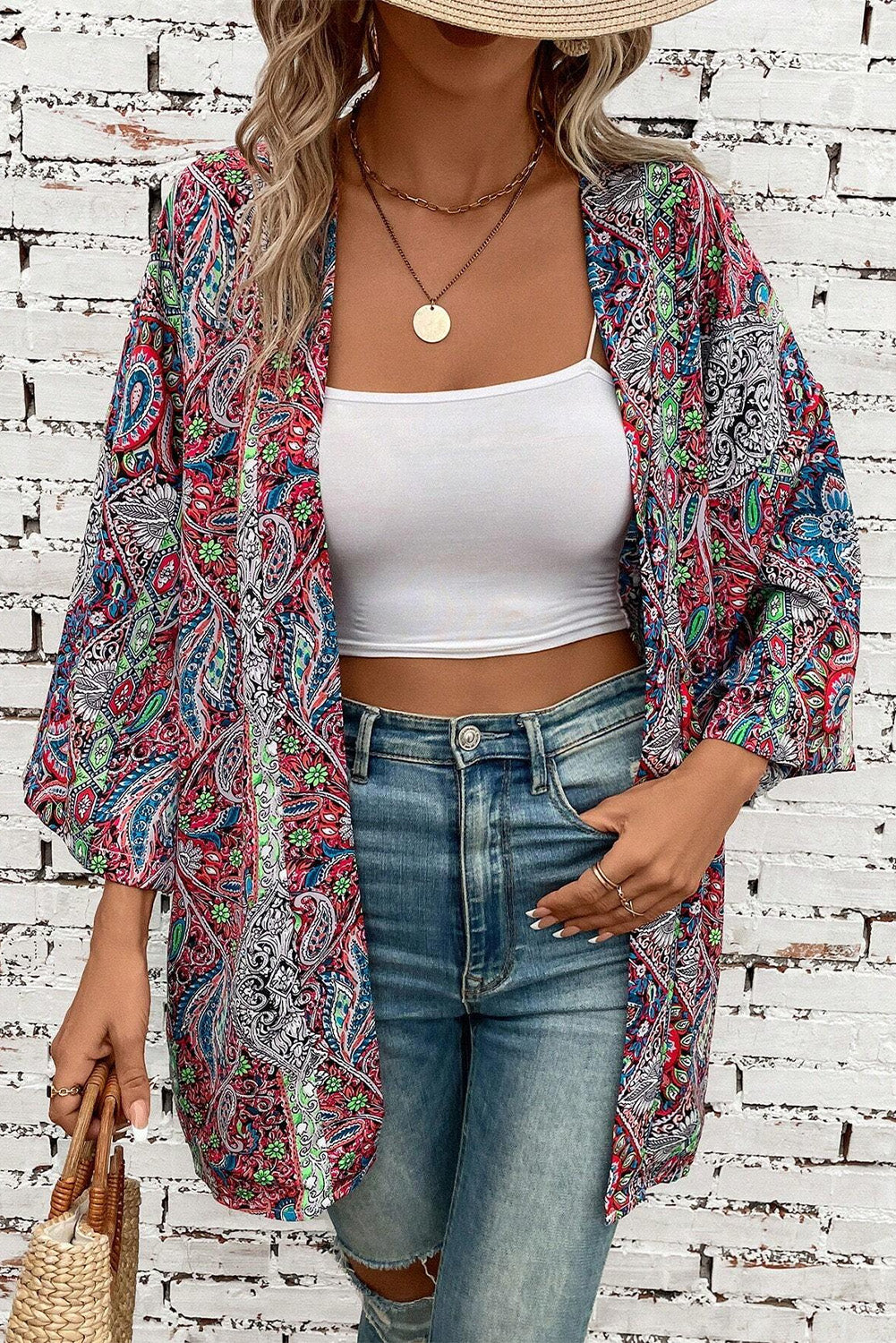 Multi Colored Paisley Print Kimono