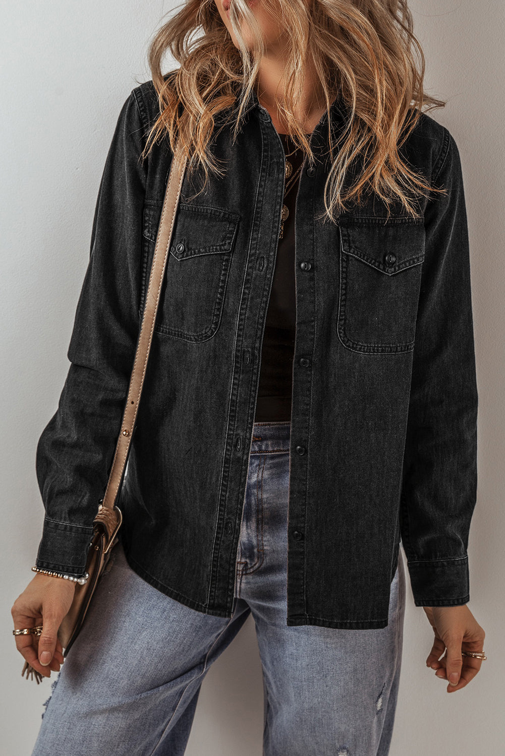 Black Collared Jean Jacket