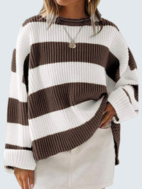 Oversized striped knit sweater