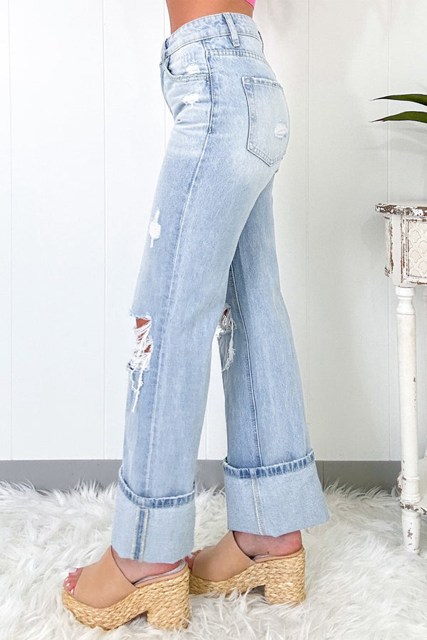 Brielle Light Wash Distressed Flare Jeans