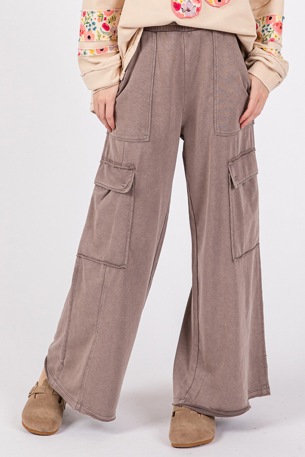 Teresa Knit Mineral Wash Wide Leg Pants